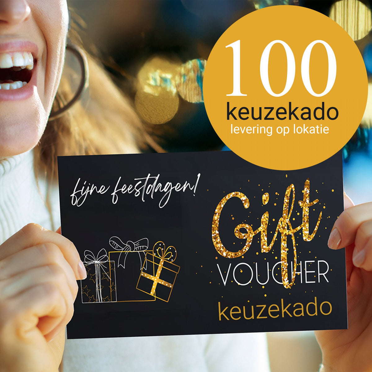 Keuzekado voucher met de tekst fijne feestdagen