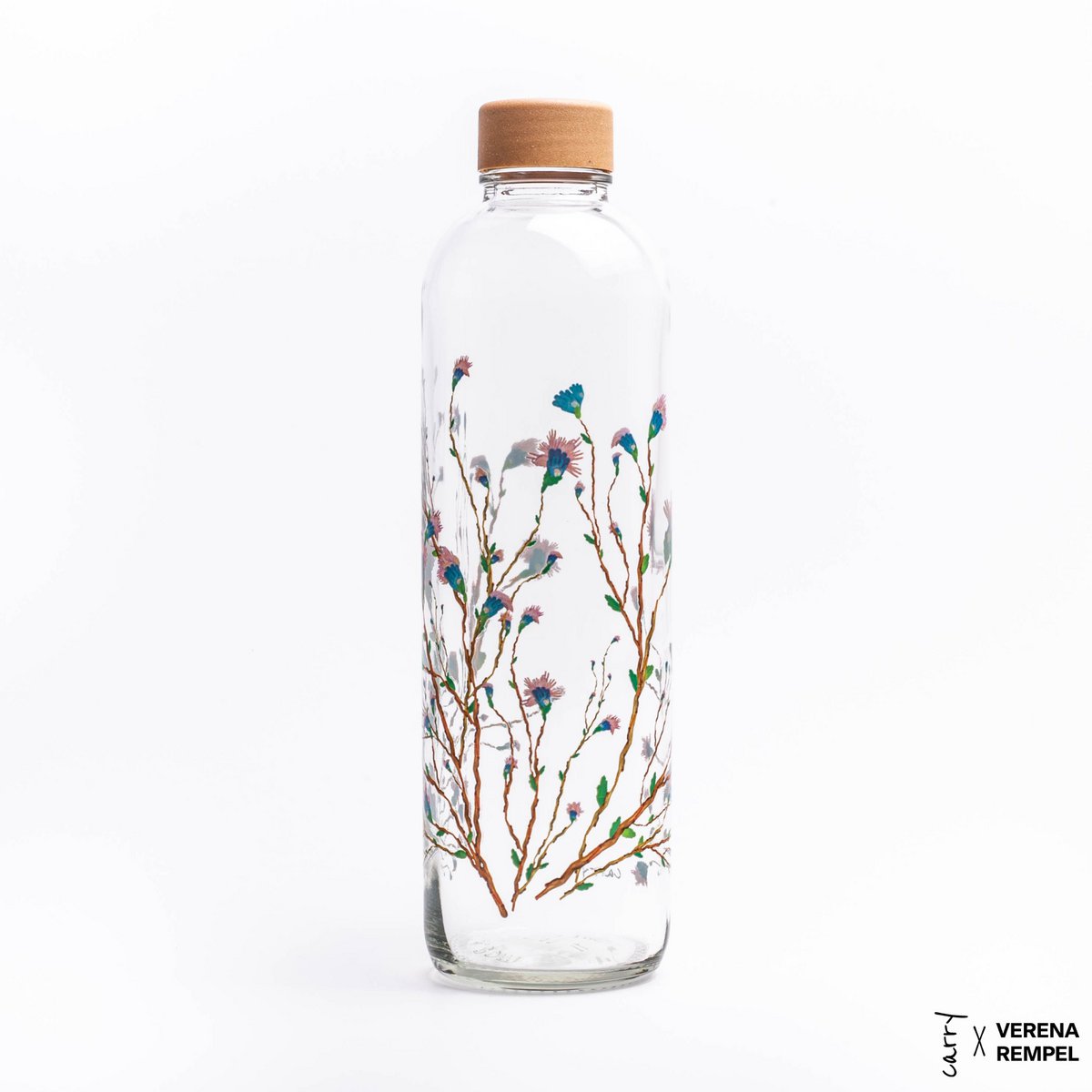 Glazen drinkfles Hanami van 1 liter met kersenbloesemprint