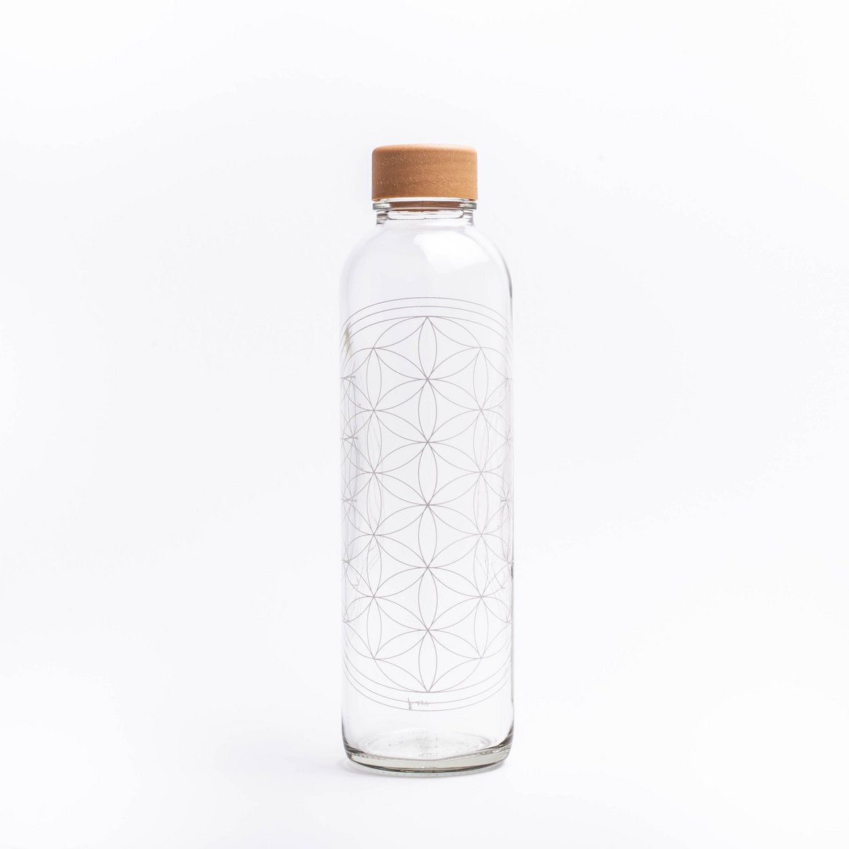 Glazen drinkfles Flower of Life van 0,7 liter met een patroon van cirkels