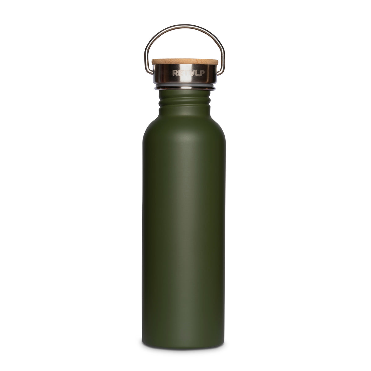 Rvs drinkfles Urban van 750 ml in bosgroen met bamboe dop