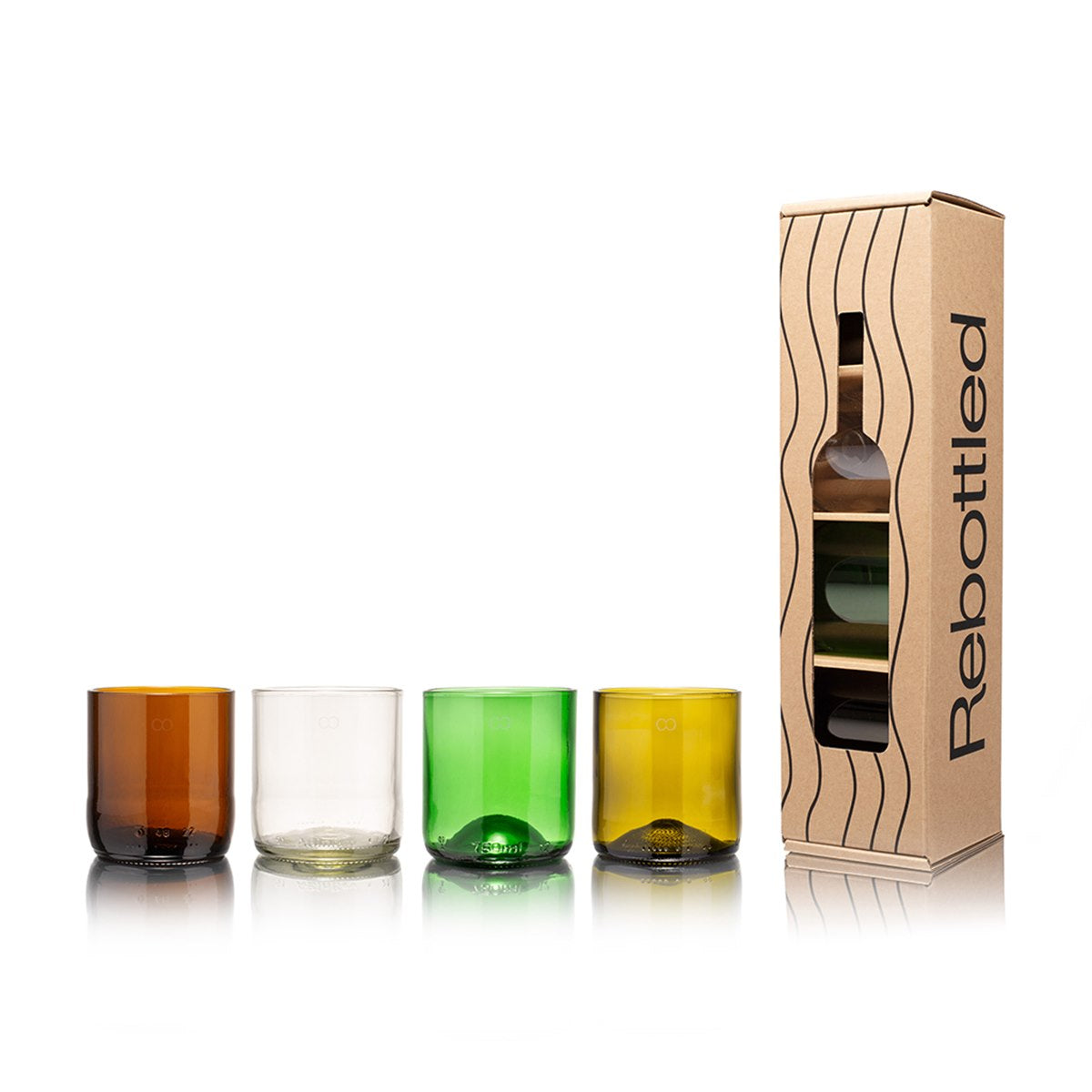 Rebottled - 4-pack circulair drinkglas (8cm)