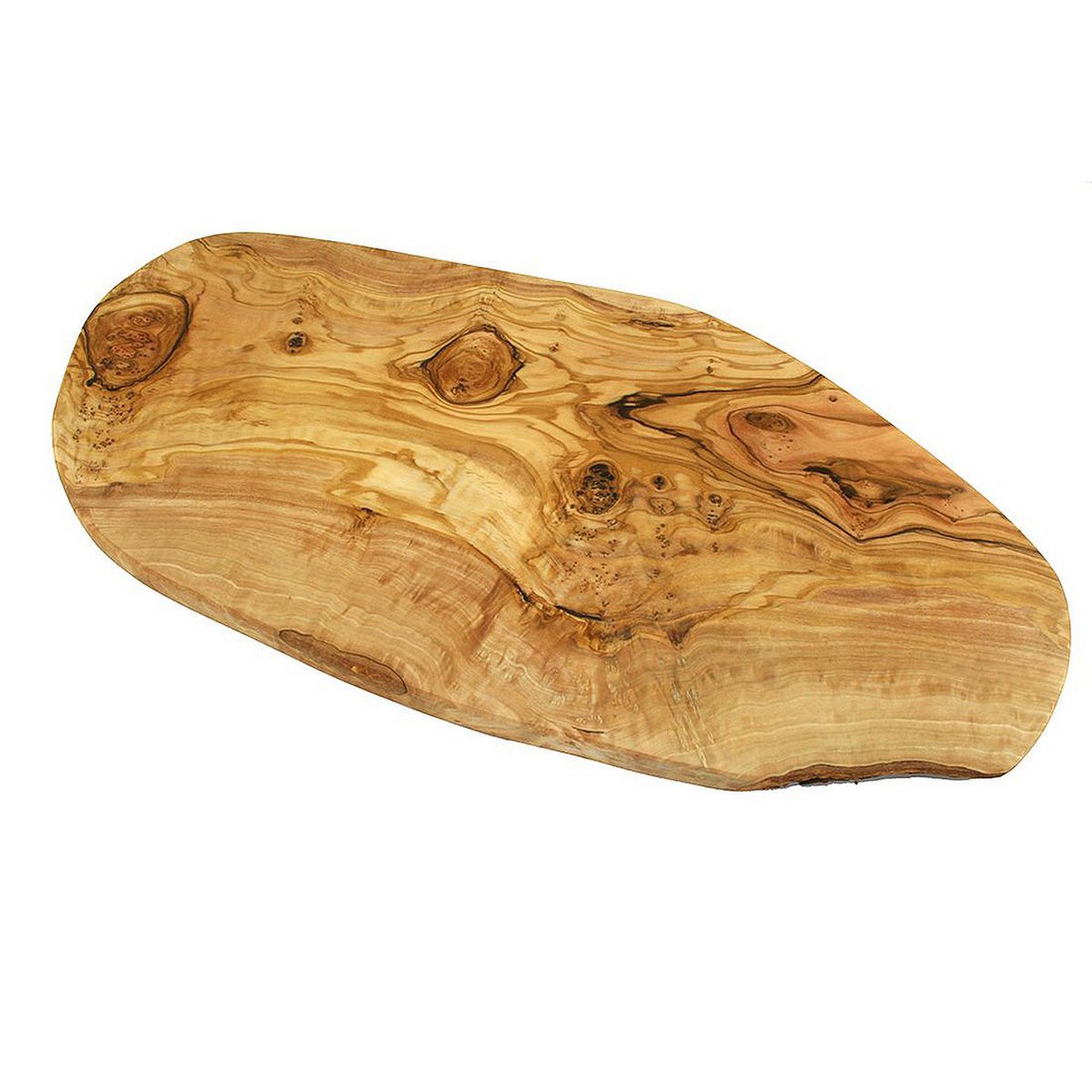 Rustieke snijplank van olijfhout met natuurlijke rand, 25 tot 29 cm