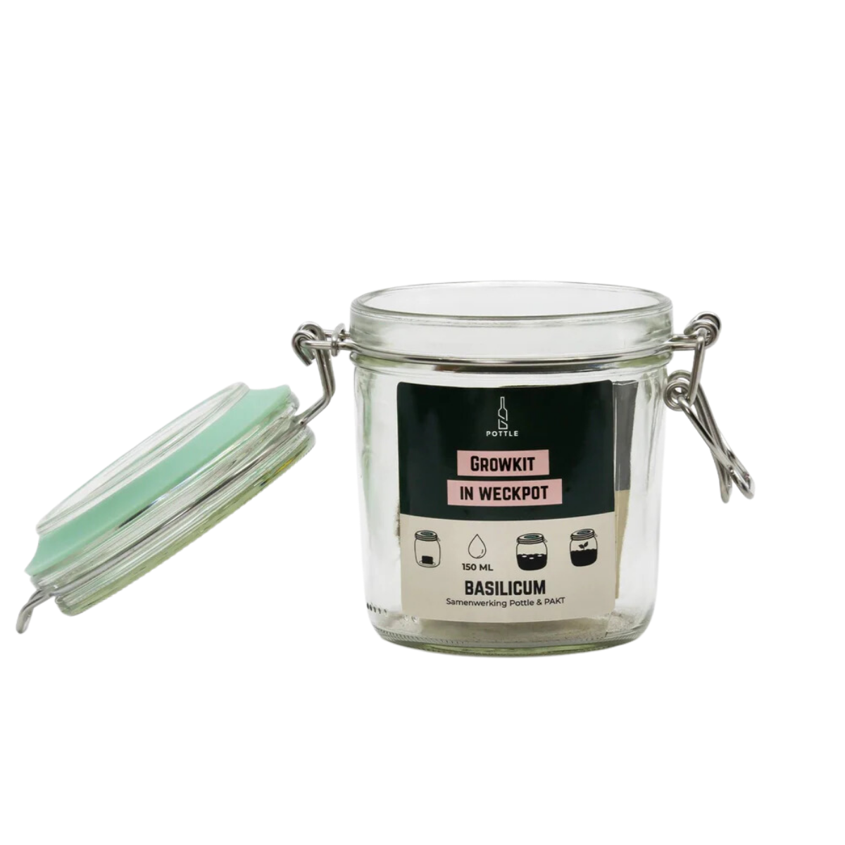 Basilicum growkit in een geredde weckpot, tweede foto