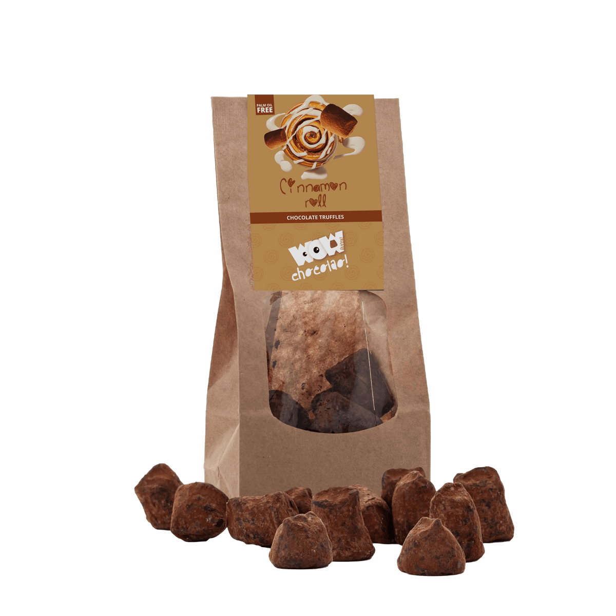 Zakje chocoladetruffels cinnamon roll van WOW Chocolao!, 130 gram