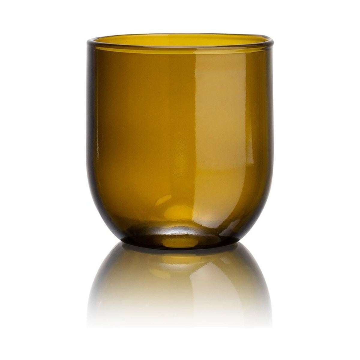 Laag bruin drinkglas van Rebottled, model curve, gemaakt van een gebruikte wijnfles