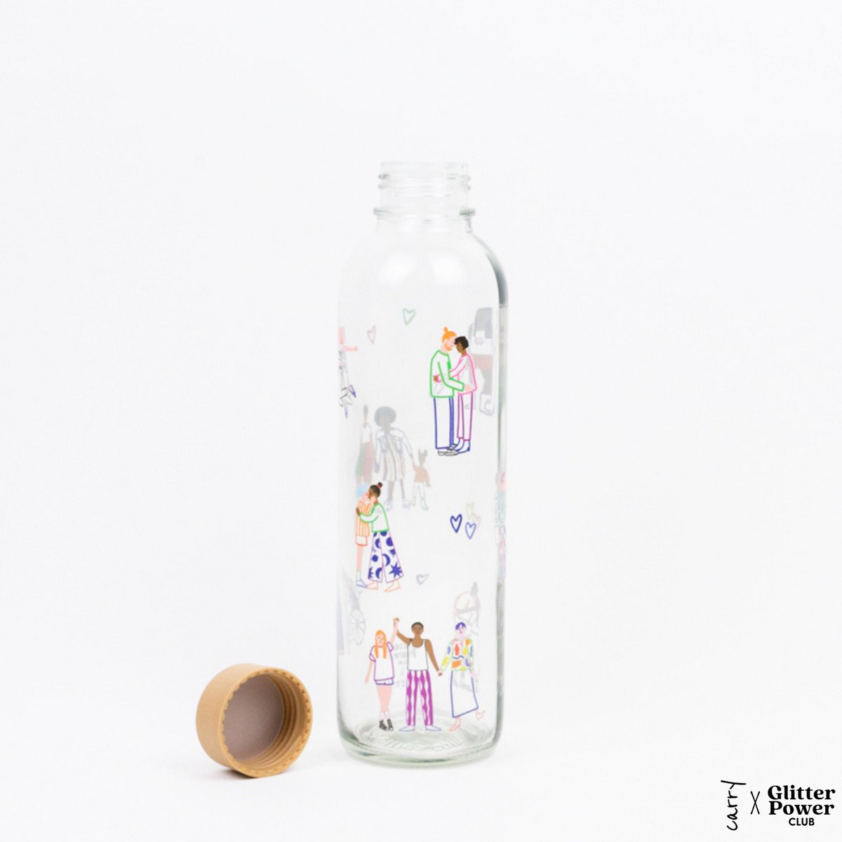 Drinkfles Love is Love, open, met de dop ernaast