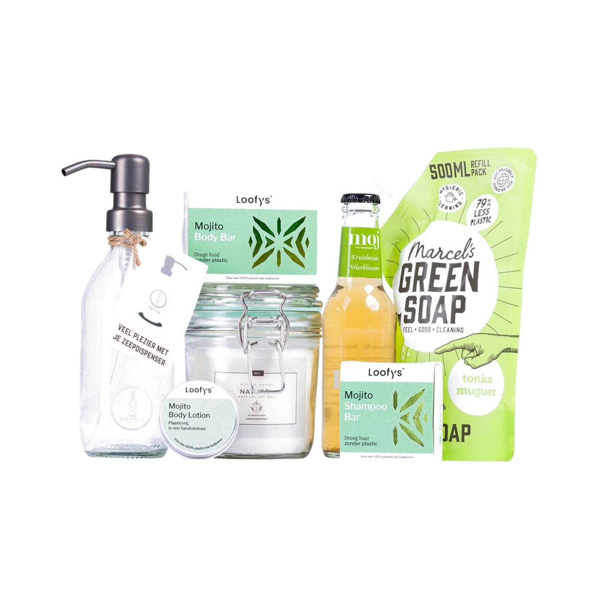 Feel Good Kerstpakket - S - Groen op een witte achtergrond