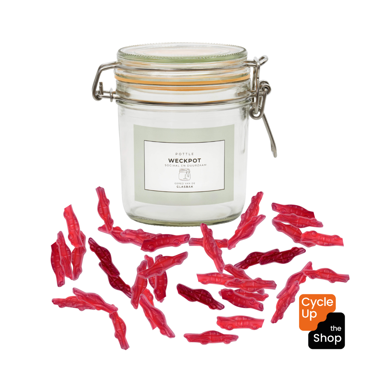 Weckpot gevuld met autodrop - Shop Cycle-Up