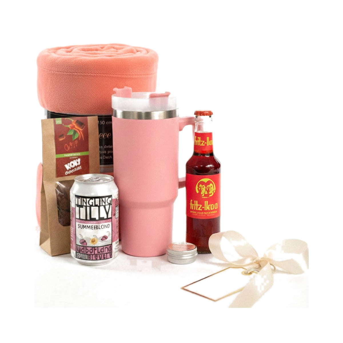 Kerstpakket - Roze verwenning op een witte achtergrond