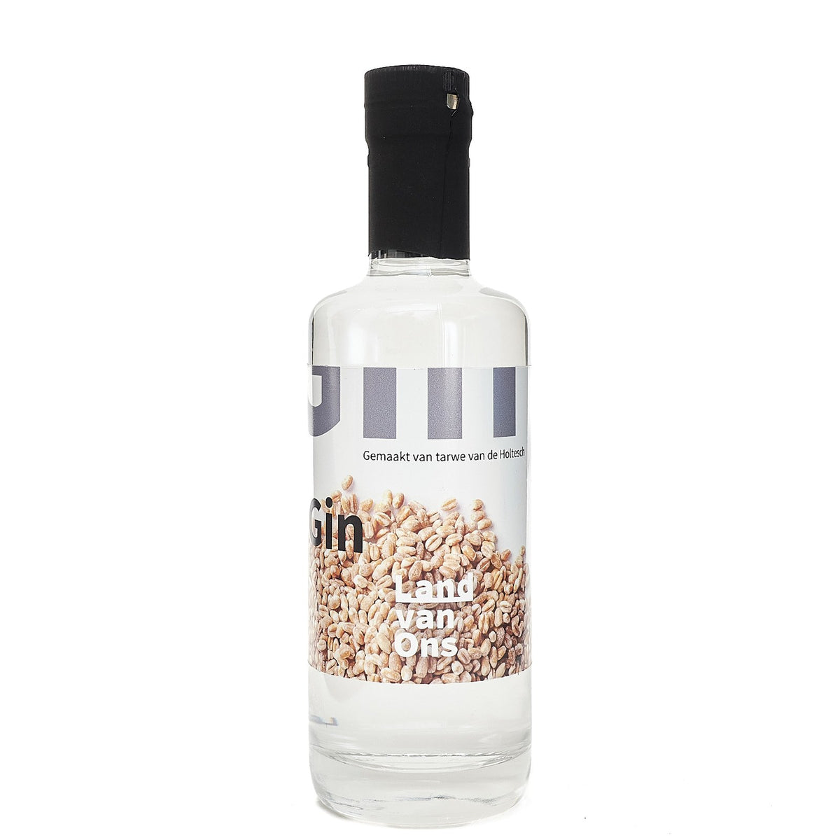 Fles gin van Land van Ons, gemaakt van tarwe van de Holtesch