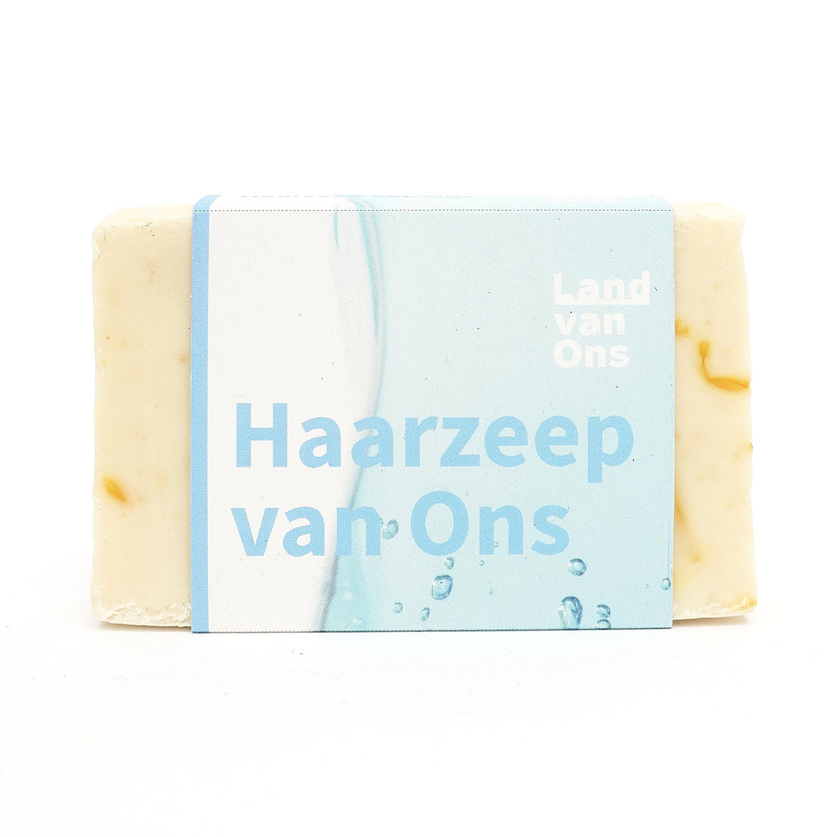 Blok Haarzeep van Ons van Land van Ons, met papieren wikkel