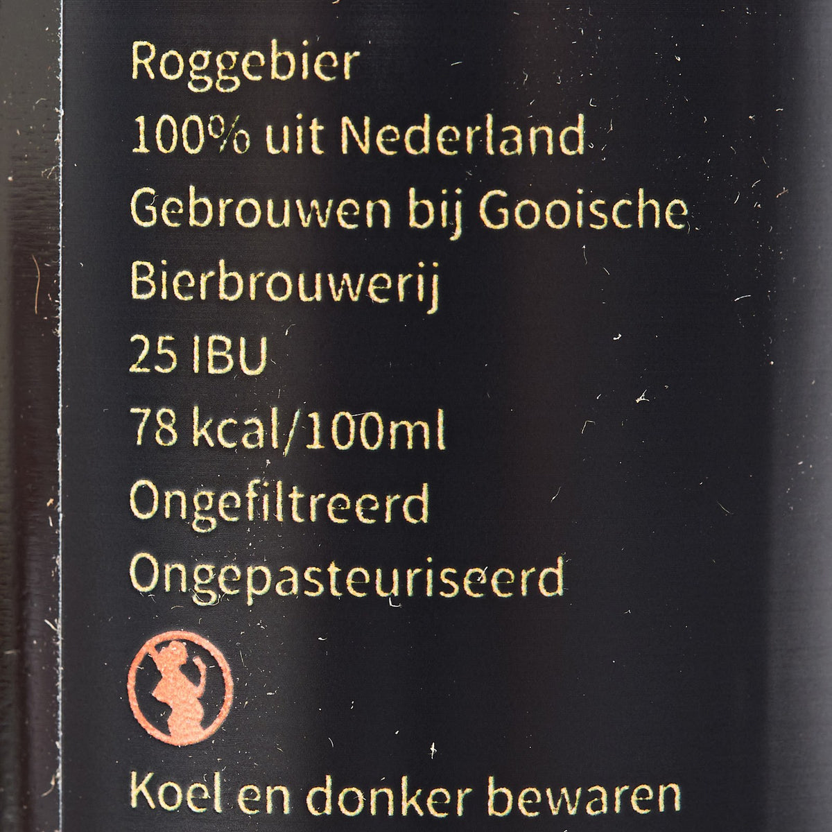Etiket van de Roggebock: roggebier, gebrouwen bij de Gooische Bierbrouwerij