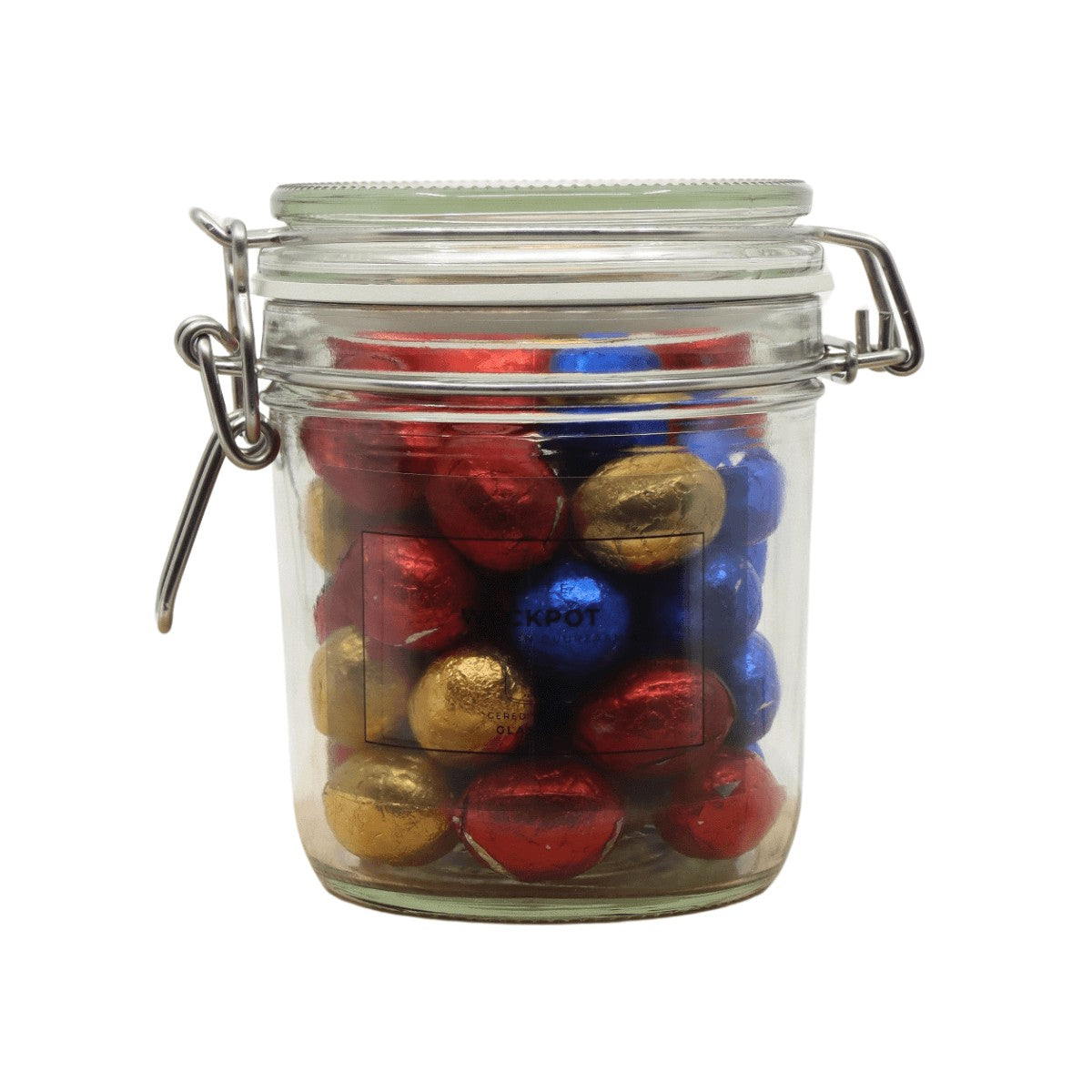 Weckpot van 530 ml gevuld met standaard paaseitjes