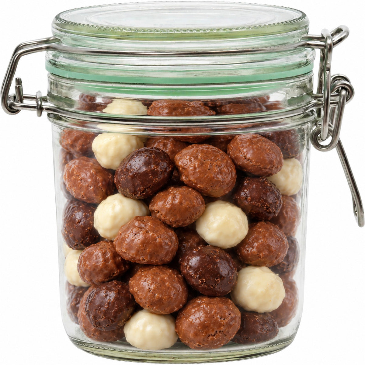 Geredde weckpot van 530 ml, gevuld met chocolade kruidnoten (impressie)