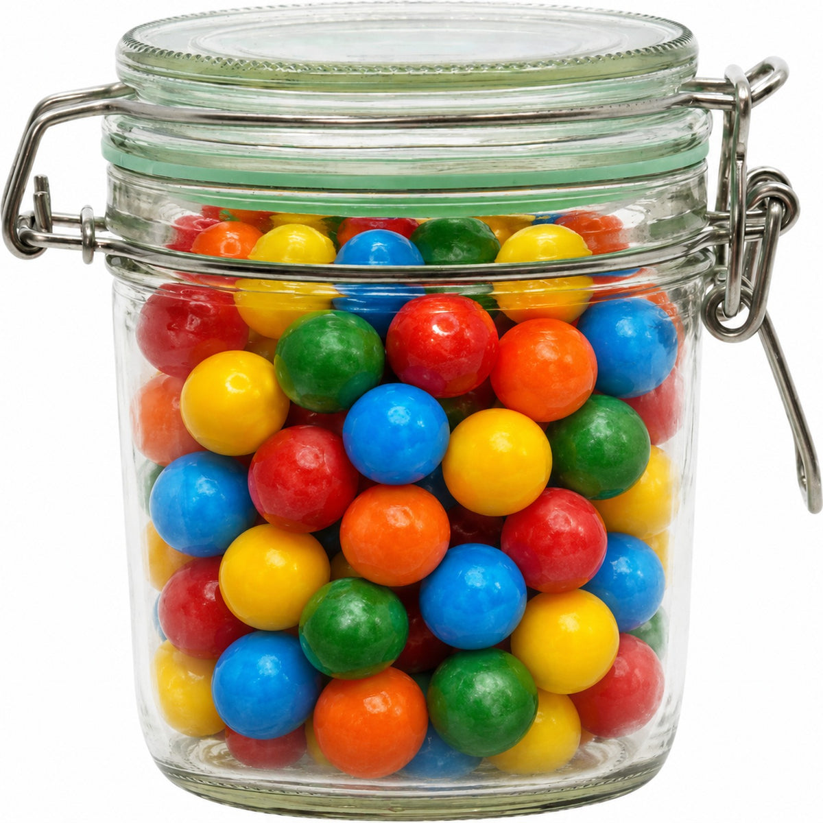 Geredde weckpot van 530 ml, gevuld met kauwgomballen (impressie)