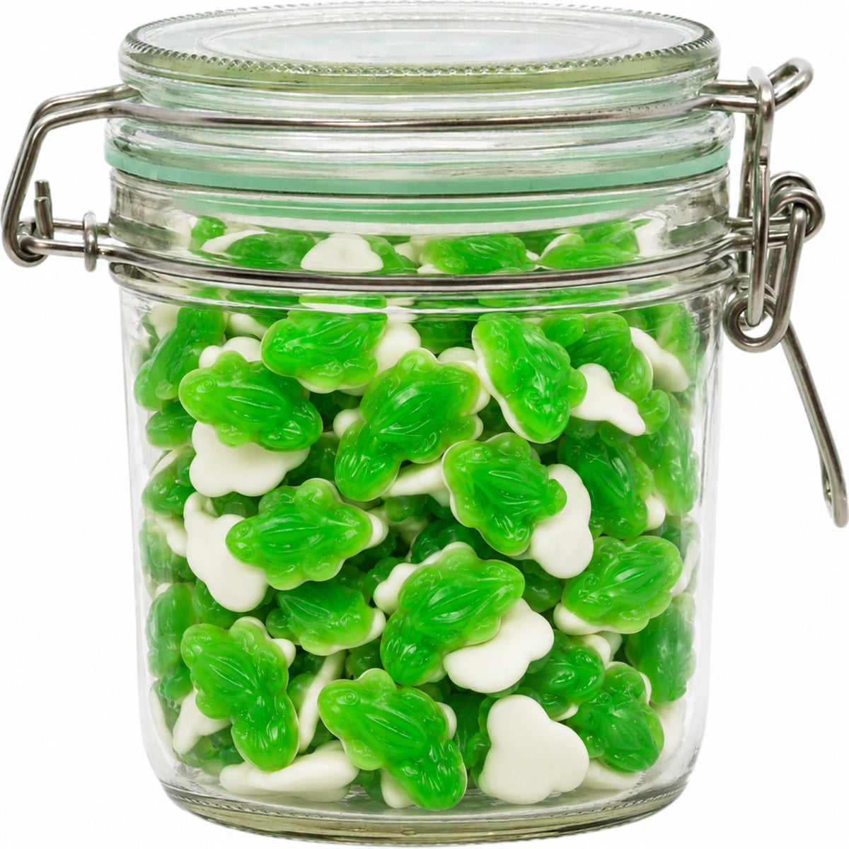 Geredde weckpot van 530 ml, gevuld met kikkers (impressie)