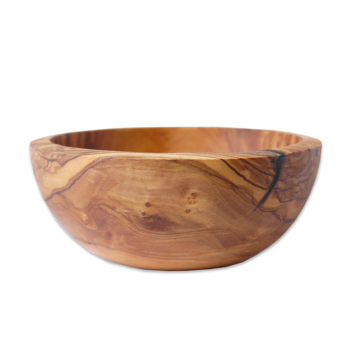 Ontbijtkom van olijfhout, Ø 16 cm, van opzij