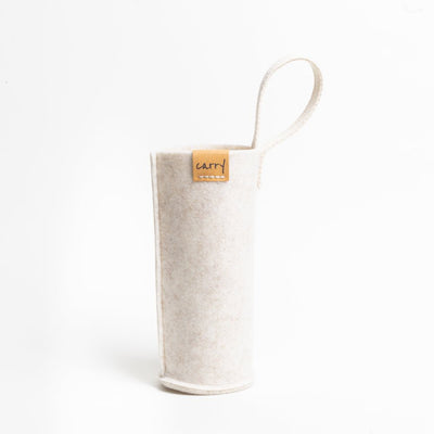 Beige vilten beschermhoes voor een fles van 0,7 liter, met katoenen lus
