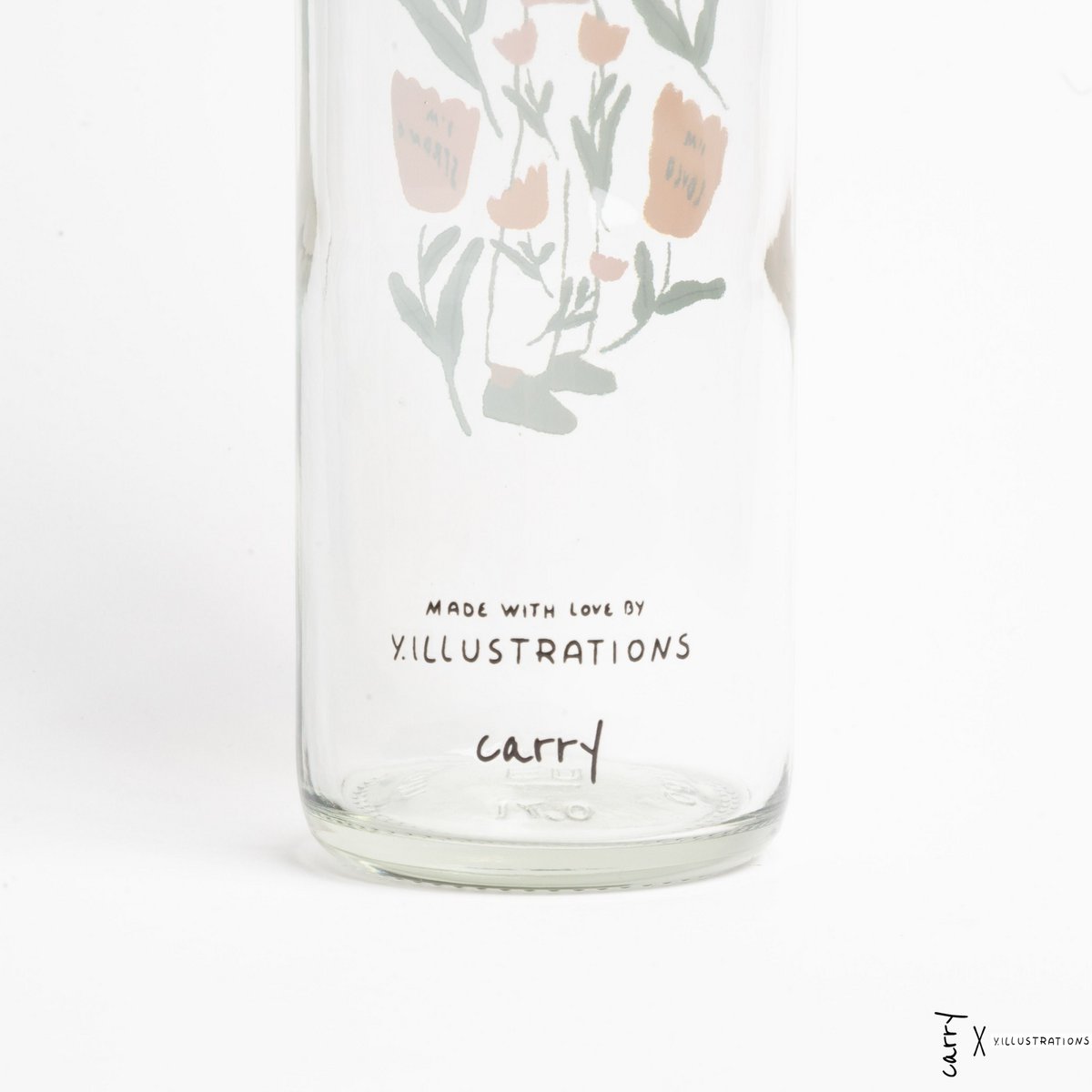 Achterkant van de drinkfles Reminder to Myself met het carry-logo