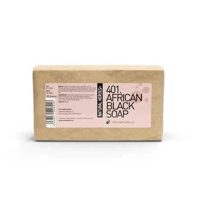 African Black Soap van Natural Heroes, blok van 100 gram in een papieren wikkel