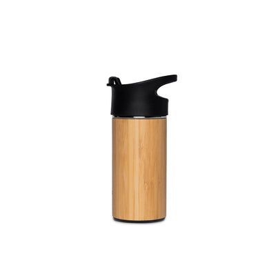 Thermosbeker van Retulp met bamboe omhulsel en zwarte drinkdop, 250 ml