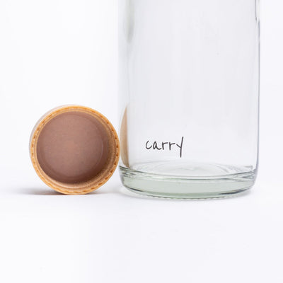 Schroefdop en onderkant van de drinkfles Pure met het carry-logo