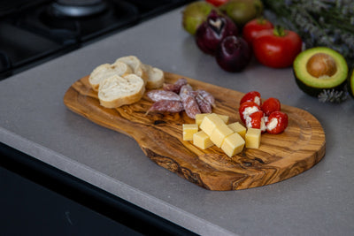Ovale serveerplank met sapgeul, 45 x 20 cm
