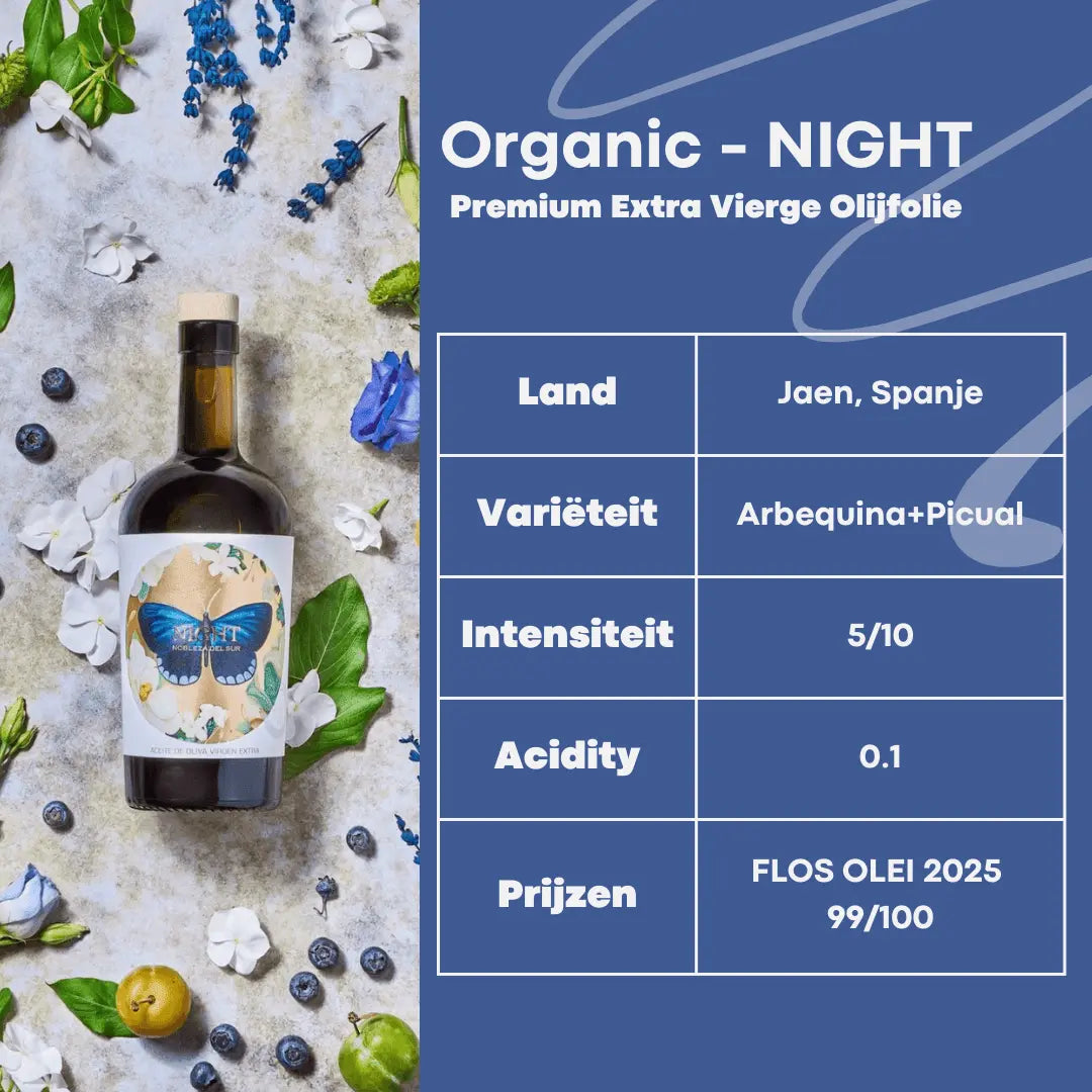 Informatiebeeld over de Eco Night olijfolie van Nobleza del Sur