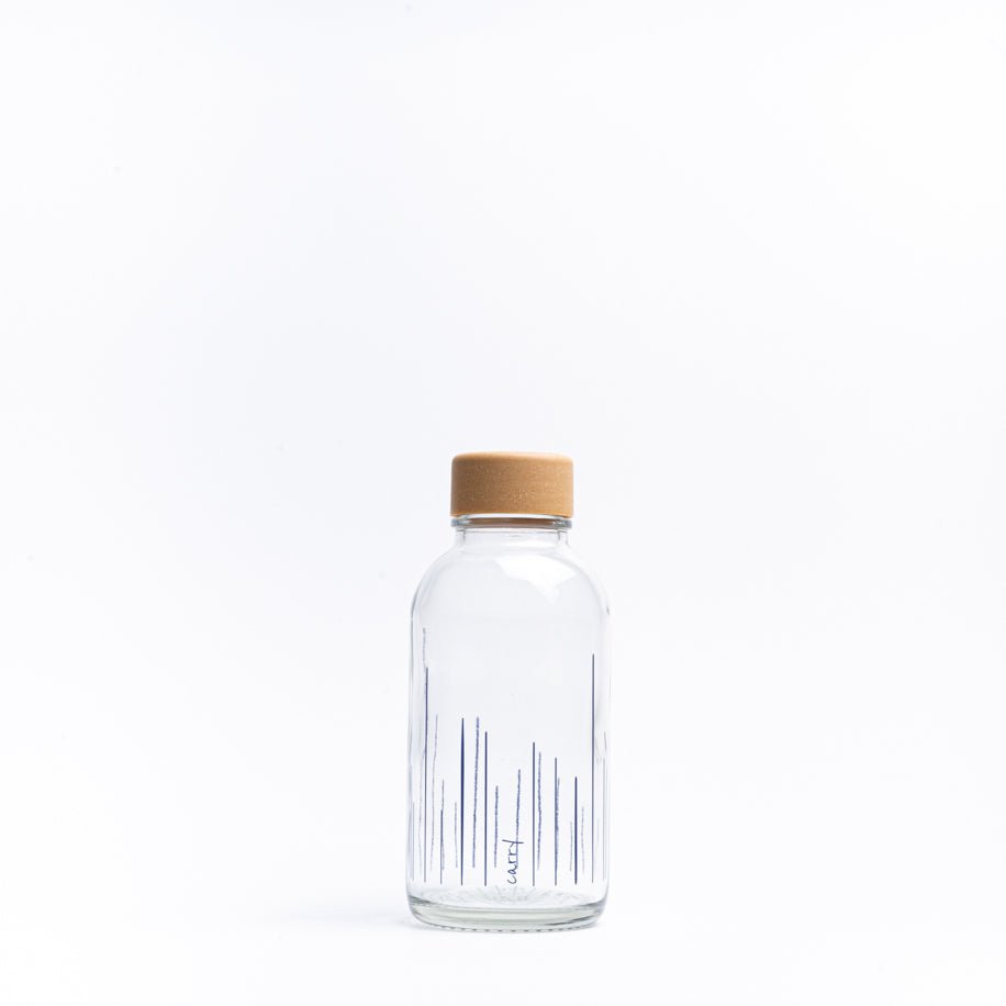 Glazen drinkfles Rise Up van 0,4 liter met fijne lijnen