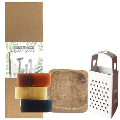 Amberblokjes geschenkset met houder en rasp