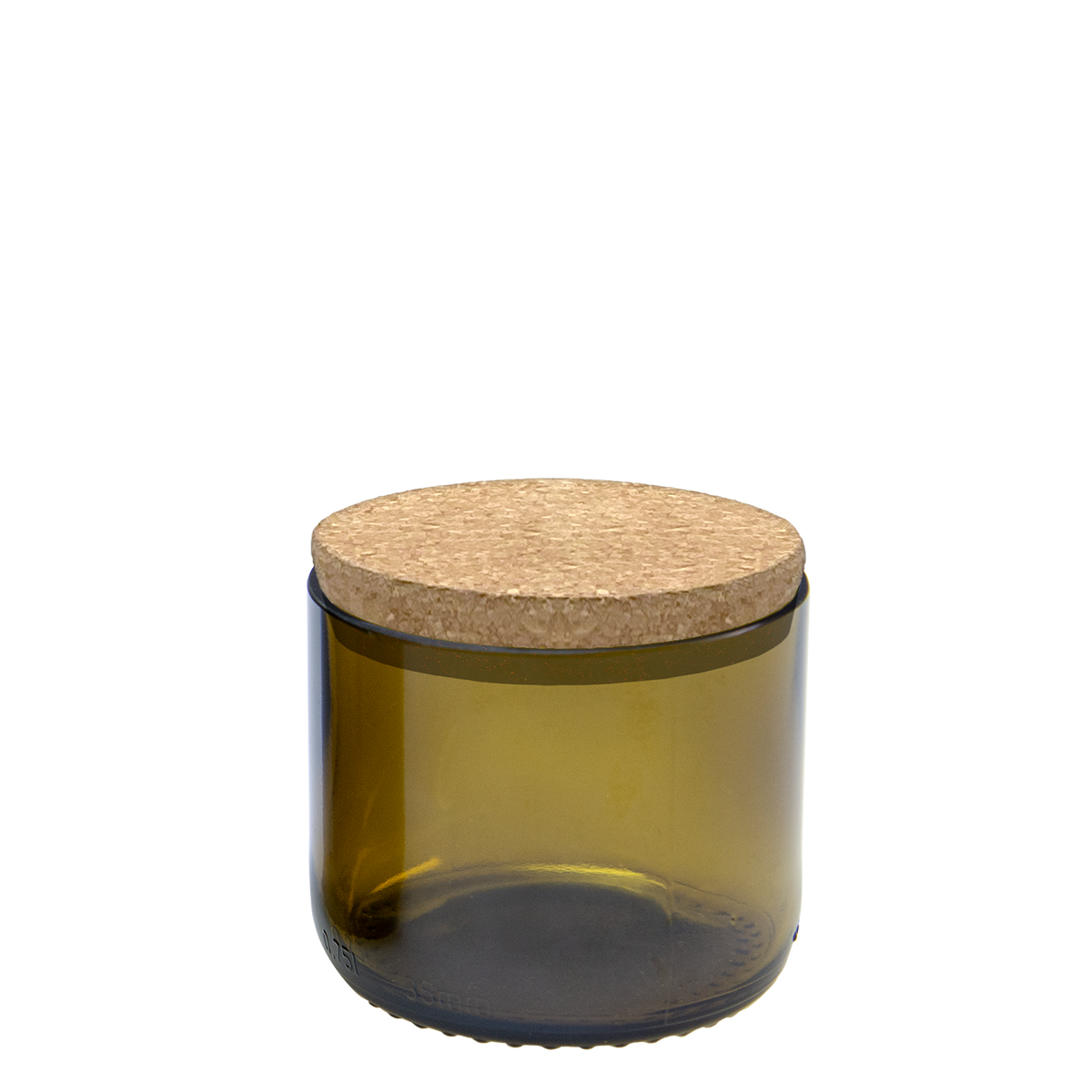 Laag voorraadglas van een wijnfles met kurkdeksel, 200 ml