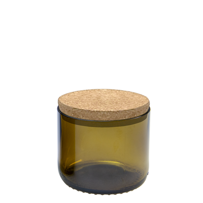 Laag voorraadglas van een wijnfles met kurkdeksel, 200 ml
