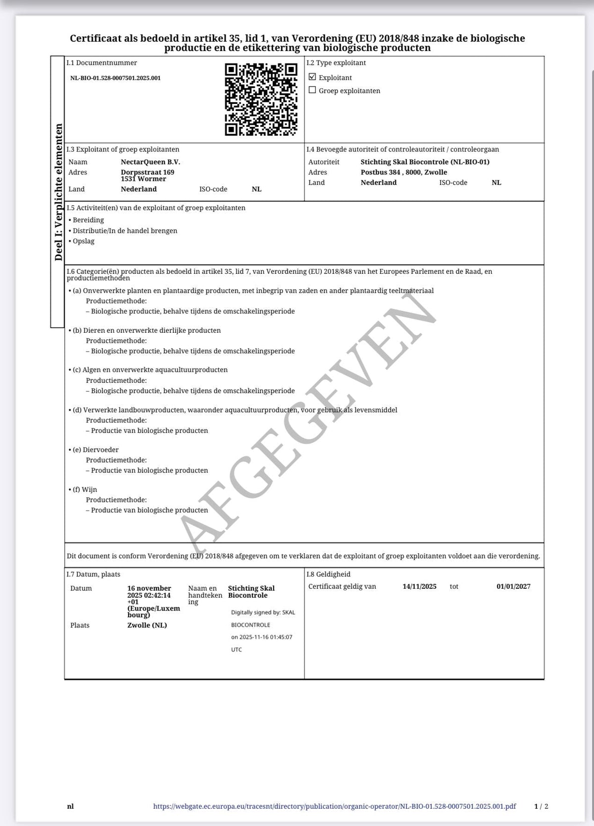 Bosbloemenhoning van Nectarqueen, productfoto