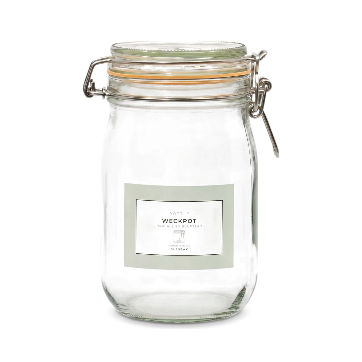 Geredde weckpot (1140 ml) op een witte achtergrond