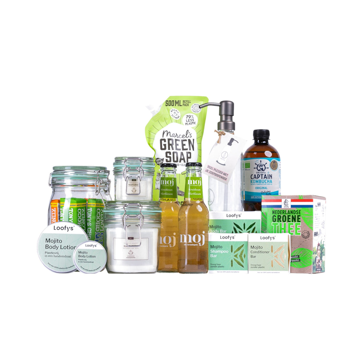 Feel Good Kerstpakket - L - Groen op een witte achtergrond