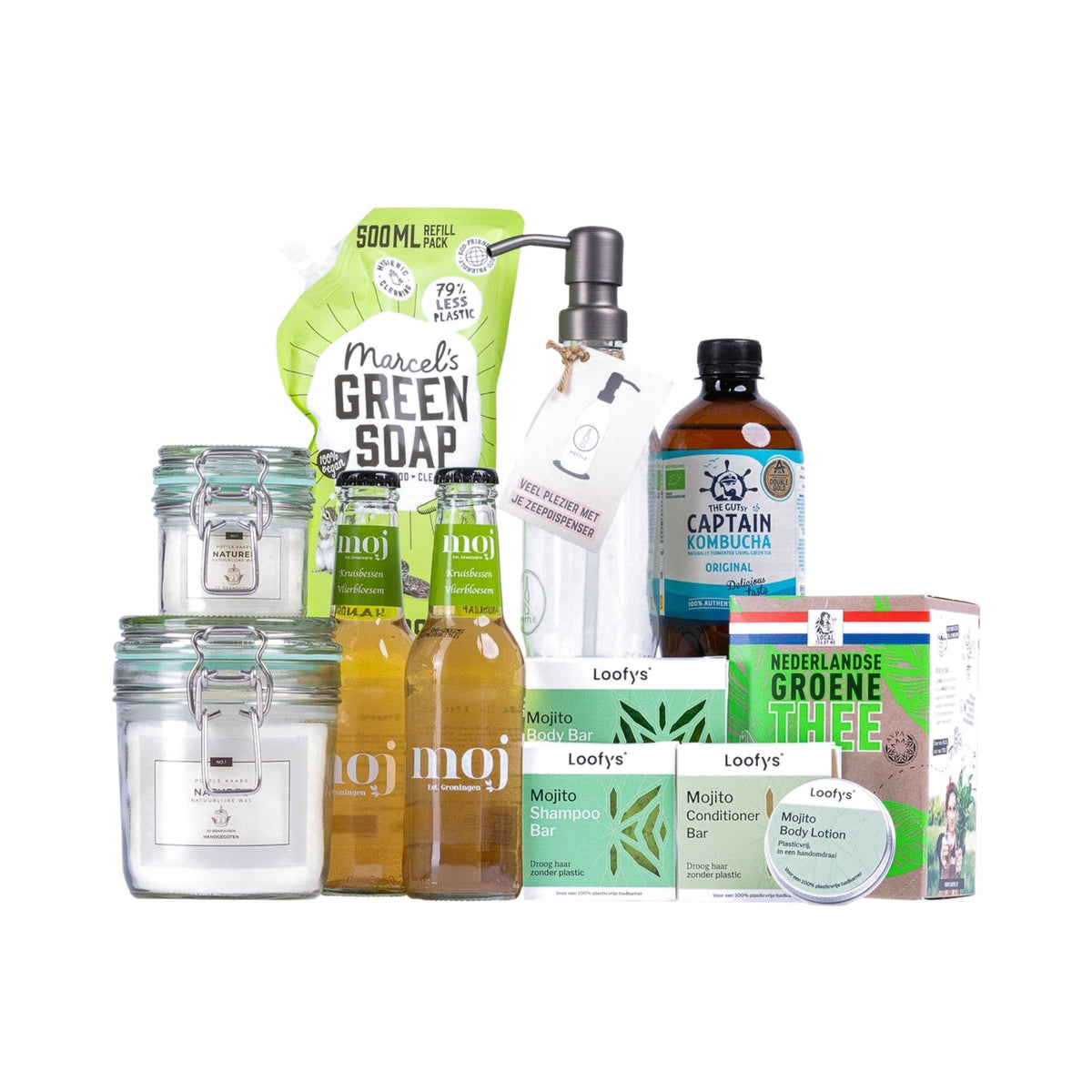 Feel Good Kerstpakket - M - Groen op een witte achtergrond