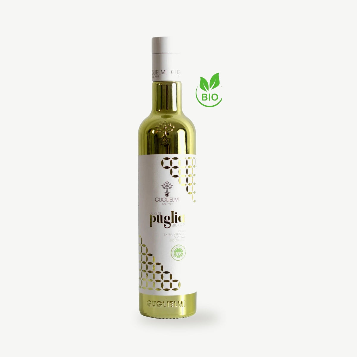 Fles biologische olijfolie Puglia IGP van Guglielmi, 500 ml