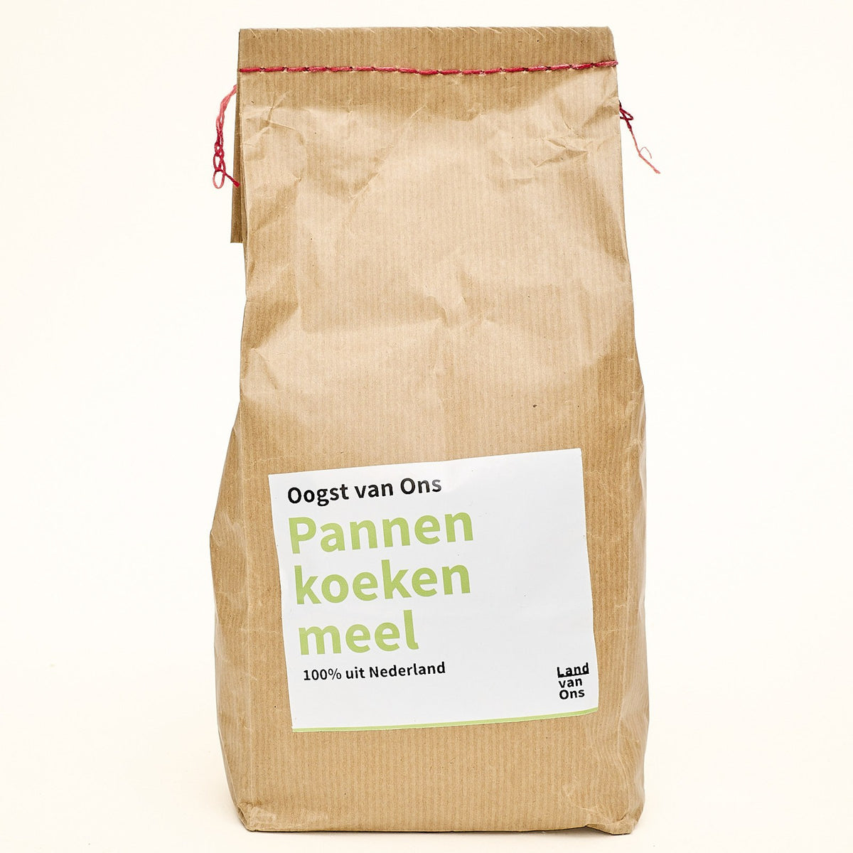 Papieren zak viergranen pannenkoekenmeel van Land van Ons