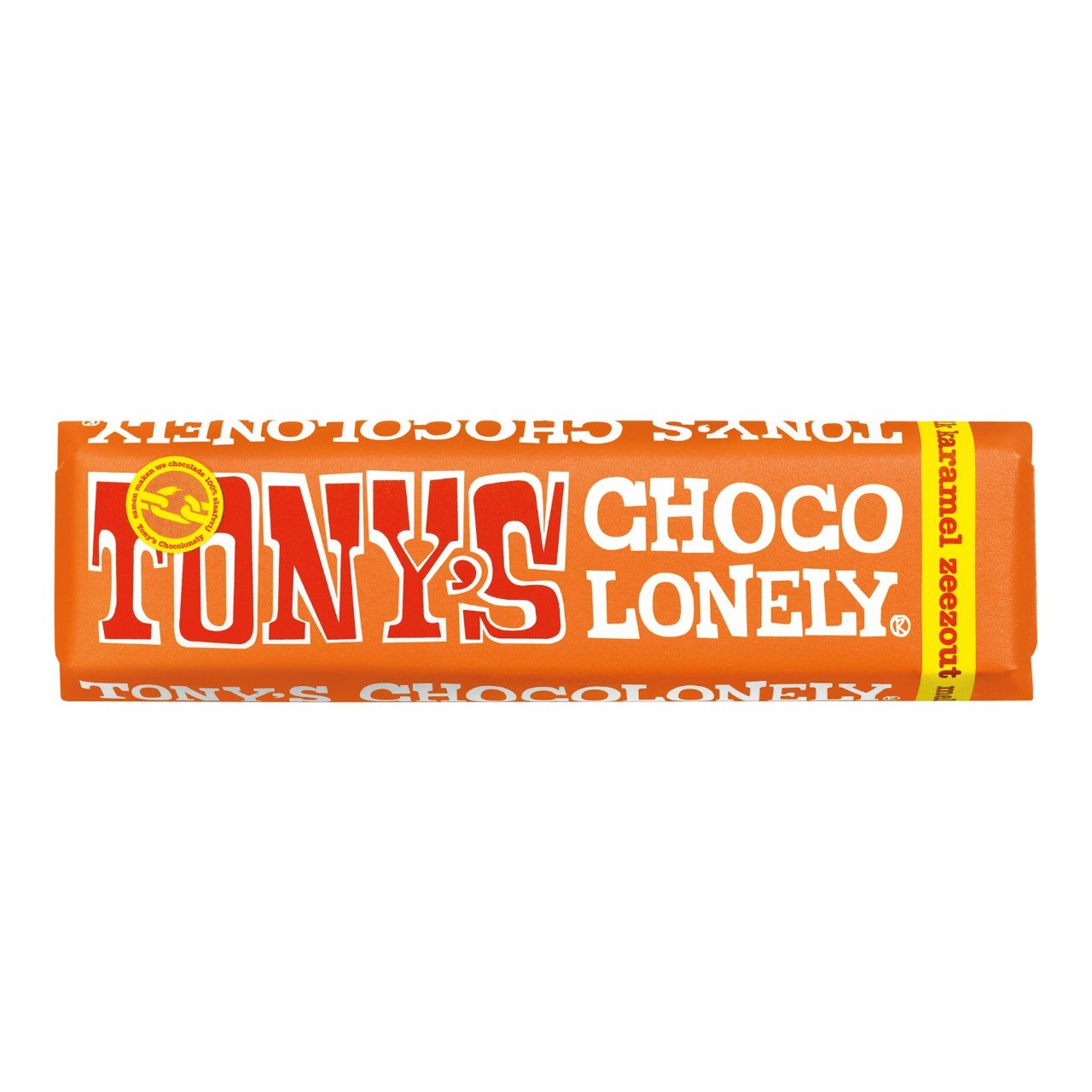 Tony’s Chocolonely chocoladereep melk met karamel en zeezout, 47g