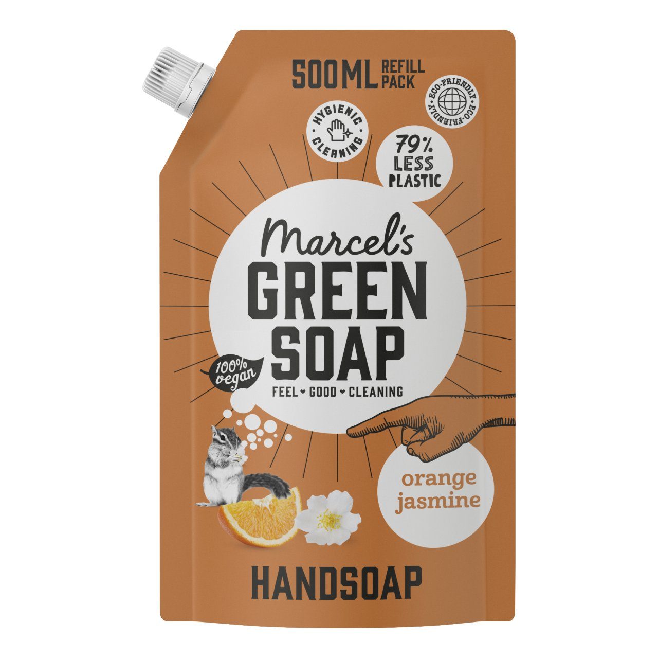 Marcel's Green Soap Handsoap orange and jasmin refill 50 cl