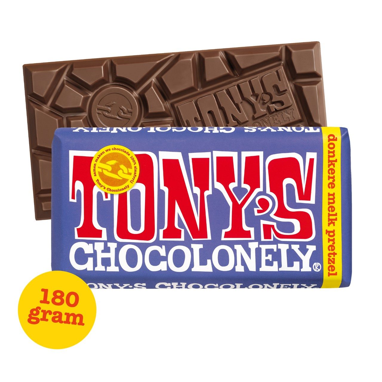 Tony’s Chocolonely donkere melkchocolade pretzel-toffee