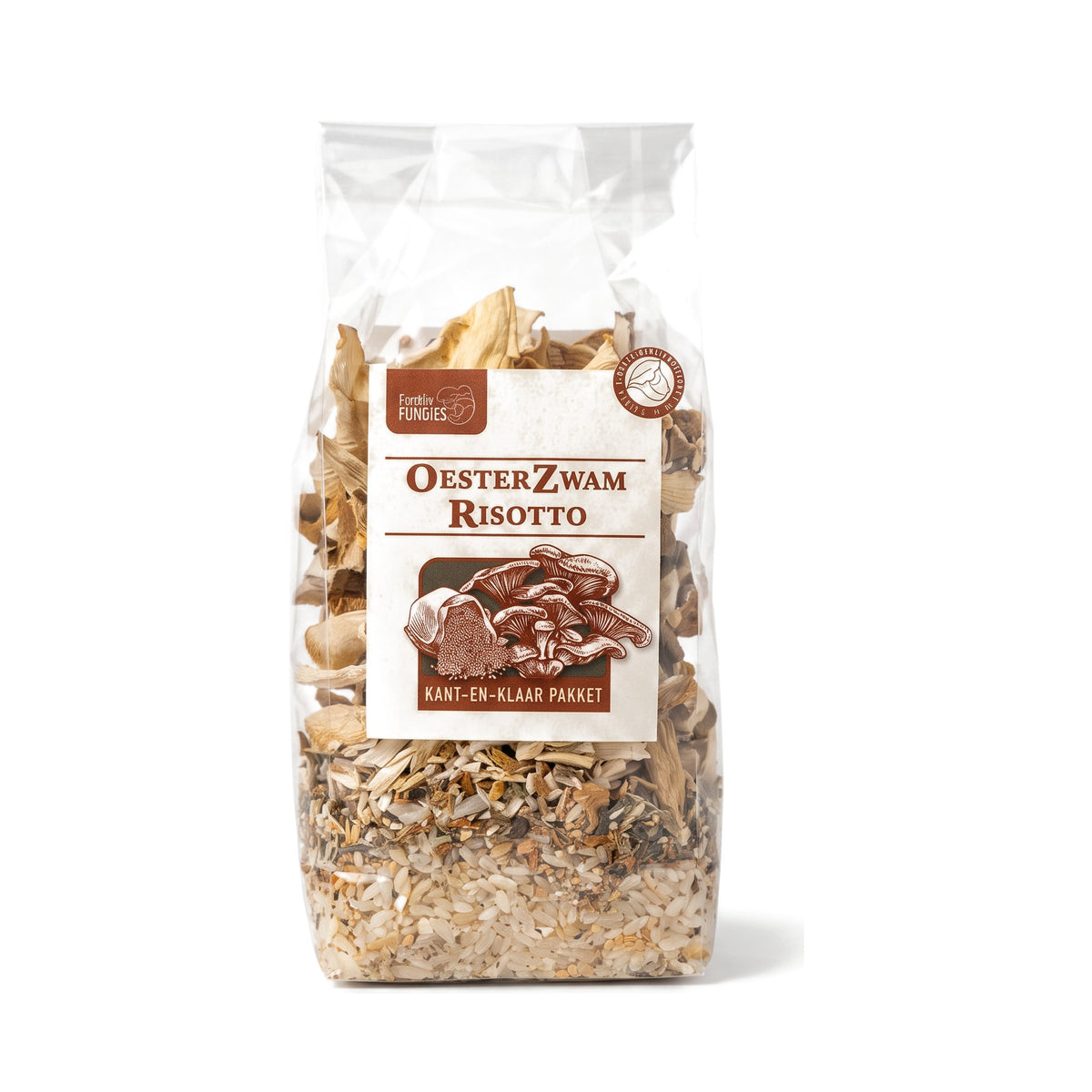 Fryslân Fungies - Oesterzwam Risotto op een witte achtergrond (impressie)