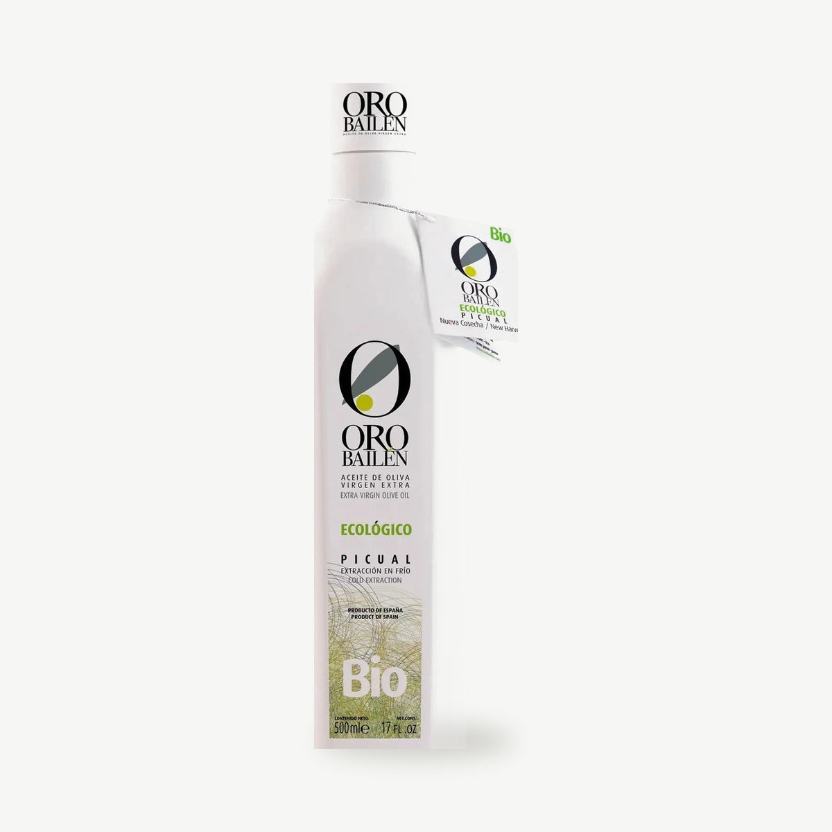 Fles biologische Picual-olijfolie van Oro Bailén, 500 ml