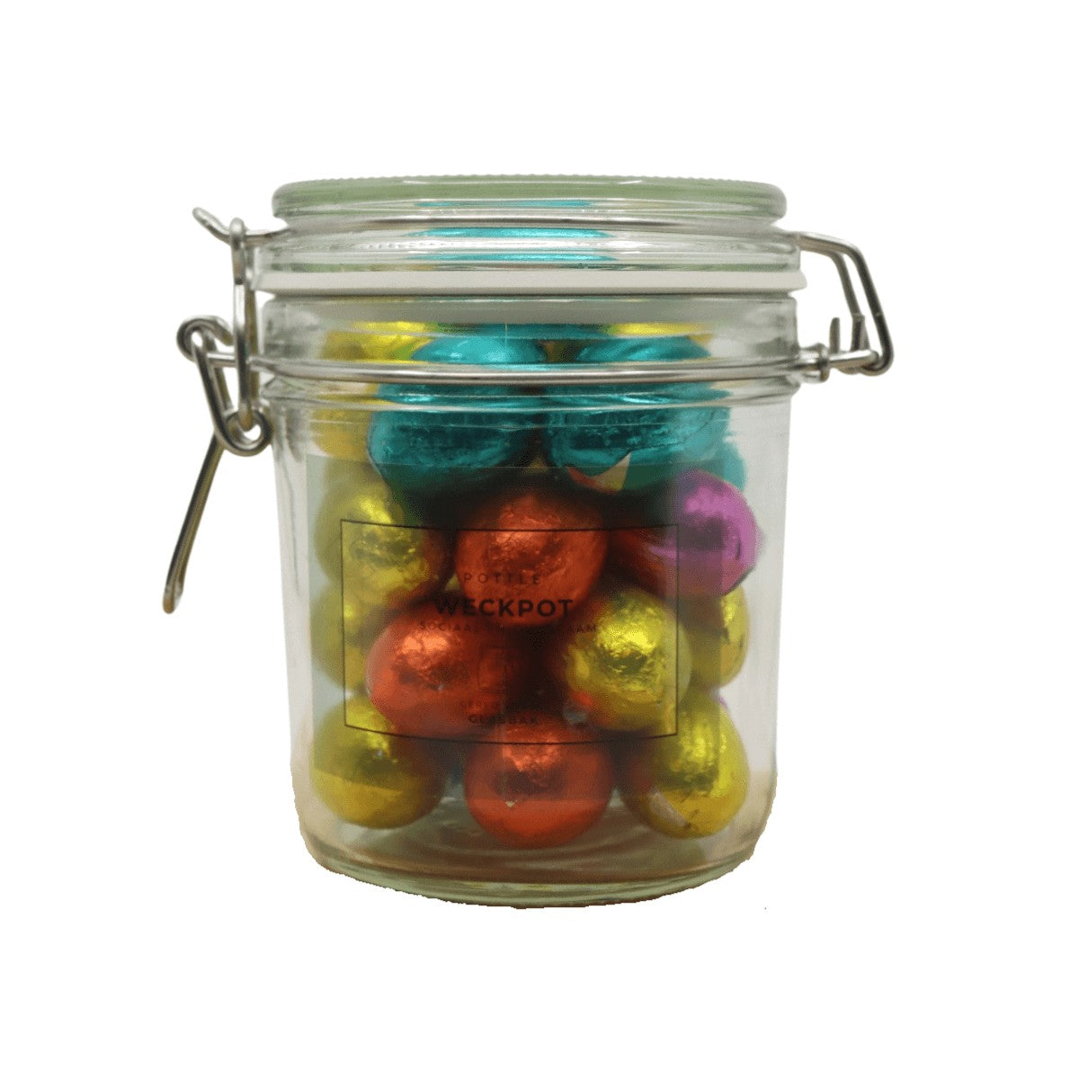 Weckpot van 530 ml met gevulde paaseitjes