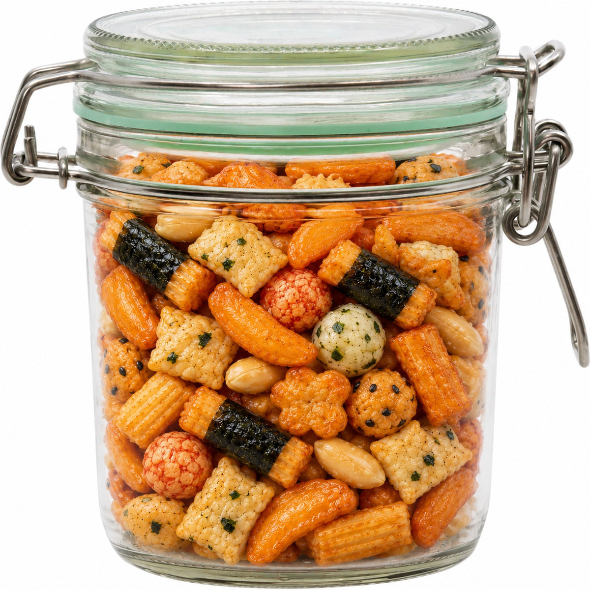 Geredde weckpot van 530 ml, gevuld met Japanse mix (impressie)