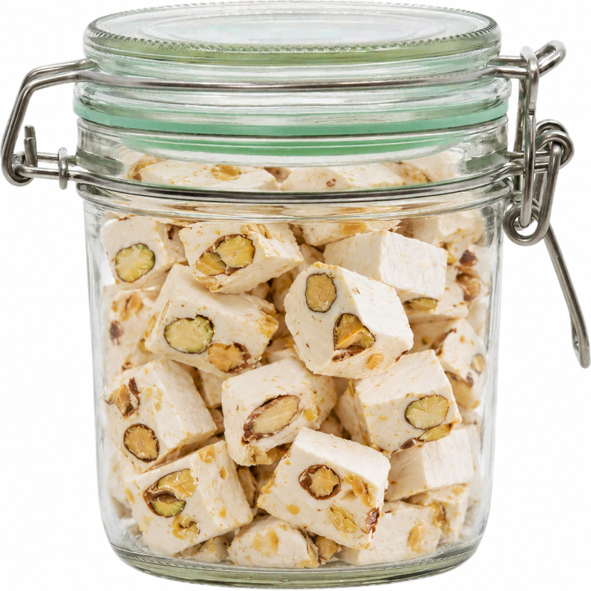 Geredde weckpot van 530 ml, gevuld met nougat (impressie)
