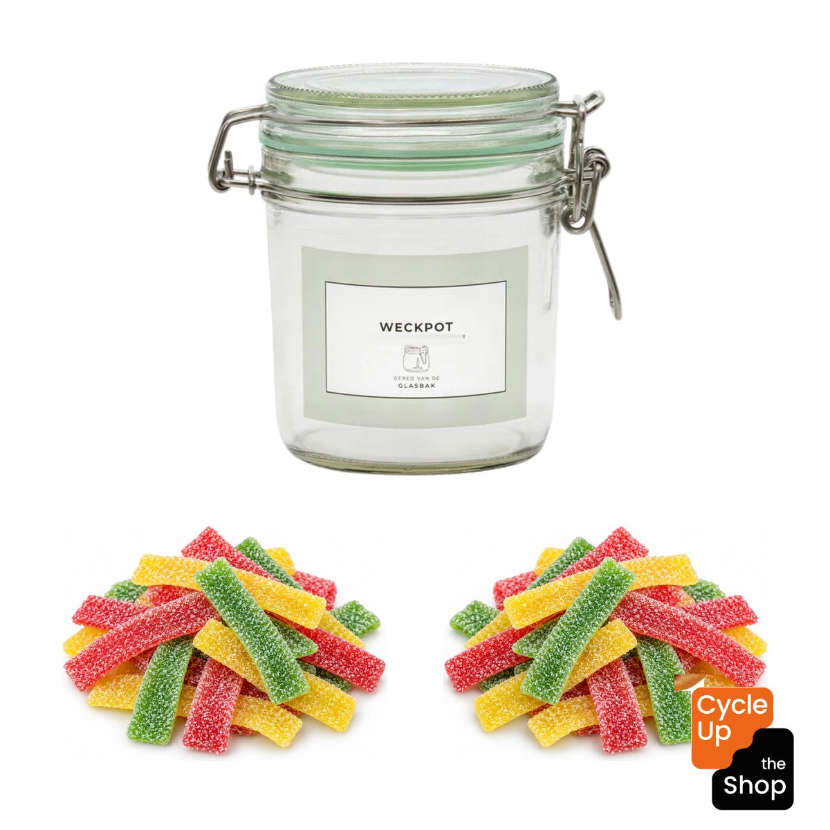 Geredde weckpot van 530 ml met zure matjes